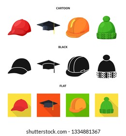 Isolated object of clothing and cap icon. Set of clothing and beret vector icon for stock.