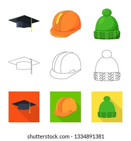 Isolated object of clothing and cap icon. Set of clothing and beret stock vector illustration.