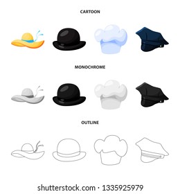 Isolated object of clothing and cap icon. Collection of clothing and beret vector icon for stock.