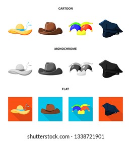 Isolated object of clothing and cap icon. Collection of clothing and beret vector icon for stock.