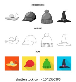 Isolated object of clothing and cap icon. Set of clothing and beret stock symbol for web.