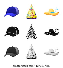 Isolated object of clothing and cap icon. Set of clothing and beret stock symbol for web.