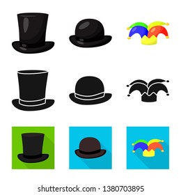 Isolated object of clothing and cap icon. Collection of clothing and beret stock vector illustration.