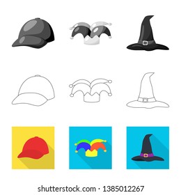 Isolated object of clothing and cap icon. Collection of clothing and beret vector icon for stock.