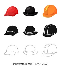 Isolated object of clothing and cap icon. Collection of clothing and beret vector icon for stock.