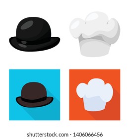 Isolated object of clothing and cap icon. Set of clothing and beret stock vector illustration.