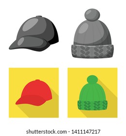 Isolated object of clothing and cap icon. Set of clothing and beret stock symbol for web.