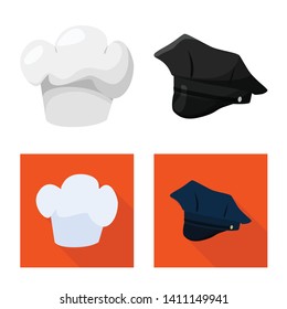 Isolated object of clothing and cap icon. Set of clothing and beret vector icon for stock.