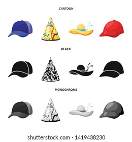 Isolated object of clothing and cap icon. Collection of clothing and beret stock vector illustration.