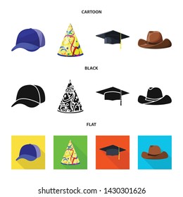 Isolated object of clothing and cap icon. Set of clothing and beret stock vector illustration.
