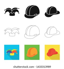 Isolated object of clothing and cap icon. Collection of clothing and beret stock vector illustration.