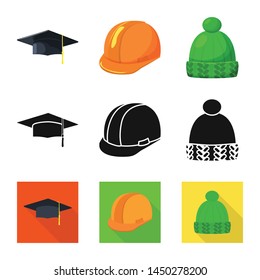 Isolated object of clothing and cap icon. Collection of clothing and beret vector icon for stock.