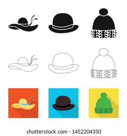 Isolated object of clothing and cap icon. Set of clothing and beret stock symbol for web.