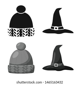 Isolated object of clothing and cap icon. Collection of clothing and beret vector icon for stock.