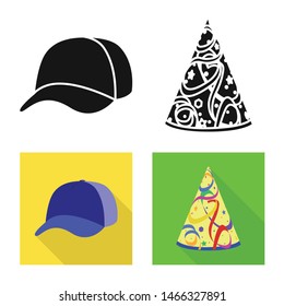 Isolated object of clothing and cap icon. Collection of clothing and beret vector icon for stock.