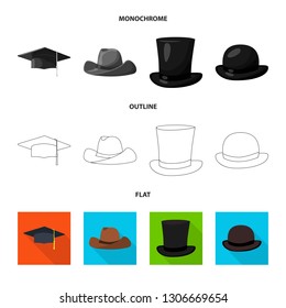 Isolated object of clothing and cap logo. Collection of clothing and beret stock symbol for web.