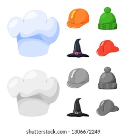 Isolated object of clothing and cap logo. Collection of clothing and beret stock symbol for web.