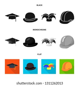 Isolated object of clothing and cap logo. Collection of clothing and beret stock vector illustration.