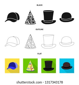 Isolated object of clothing and cap logo. Collection of clothing and beret stock vector illustration.