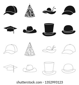 Isolated object of clothing and cap logo. Set of clothing and beret vector icon for stock.