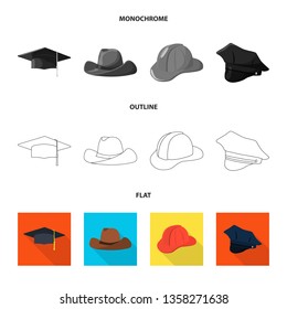 Isolated object of clothing and cap logo. Collection of clothing and beret stock symbol for web.