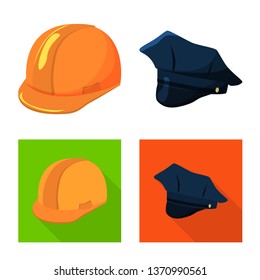 Isolated object of clothing and cap logo. Collection of clothing and beret stock vector illustration.