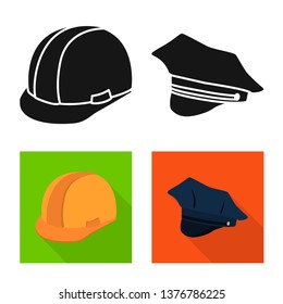 Isolated object of clothing and cap logo. Collection of clothing and beret stock vector illustration.