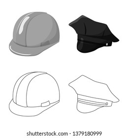 Isolated object of clothing and cap logo. Set of clothing and beret stock vector illustration.