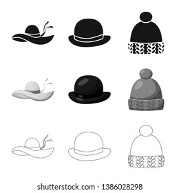 Isolated object of clothing and cap logo. Collection of clothing and beret stock symbol for web.