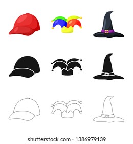 Isolated object of clothing and cap logo. Set of clothing and beret stock vector illustration.