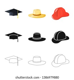 Isolated object of clothing and cap logo. Set of clothing and beret stock symbol for web.