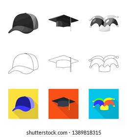 Isolated object of clothing and cap logo. Set of clothing and beret stock symbol for web.