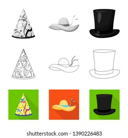 Isolated object of clothing and cap logo. Collection of clothing and beret stock symbol for web.