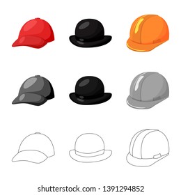 Isolated object of clothing and cap logo. Collection of clothing and beret vector icon for stock.