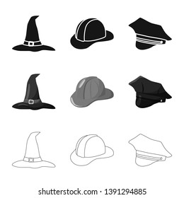Isolated object of clothing and cap logo. Collection of clothing and beret stock symbol for web.
