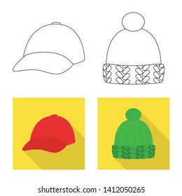 Isolated object of clothing and cap logo. Collection of clothing and beret stock symbol for web.