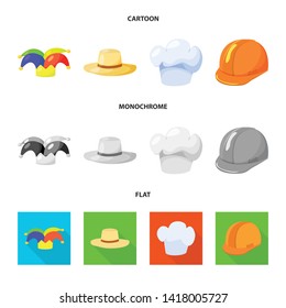 Isolated object of clothing and cap logo. Collection of clothing and beret stock vector illustration.