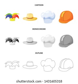 Isolated object of clothing and cap logo. Collection of clothing and beret vector icon for stock.