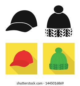 Isolated object of clothing and cap logo. Set of clothing and beret stock symbol for web.