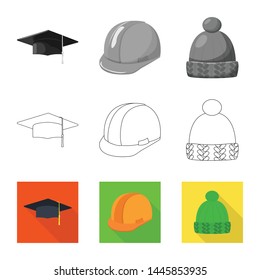 Isolated object of clothing and cap logo. Collection of clothing and beret vector icon for stock.