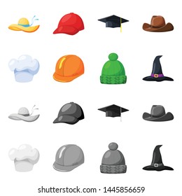 Isolated object of clothing and cap logo. Set of clothing and beret stock symbol for web.