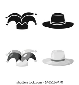 Isolated object of clothing and cap logo. Set of clothing and beret stock vector illustration.
