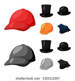 Isolated object of clothing and cap sign. Set of clothing and beret stock vector illustration.