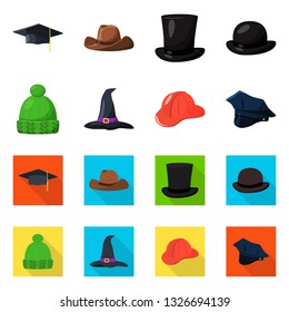 Isolated object of clothing and cap sign. Set of clothing and beret stock symbol for web.