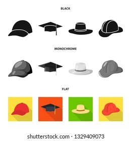 Isolated object of clothing and cap sign. Set of clothing and beret stock vector illustration.