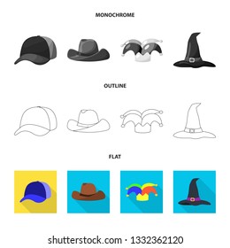 Isolated object of clothing and cap sign. Set of clothing and beret stock vector illustration.