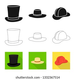 Isolated object of clothing and cap sign. Set of clothing and beret stock vector illustration.