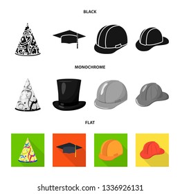 Isolated object of clothing and cap sign. Set of clothing and beret stock vector illustration.