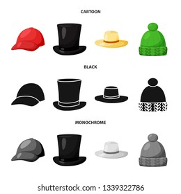 Isolated object of clothing and cap sign. Set of clothing and beret vector icon for stock.