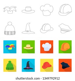 Isolated object of clothing and cap sign. Collection of clothing and beret vector icon for stock.